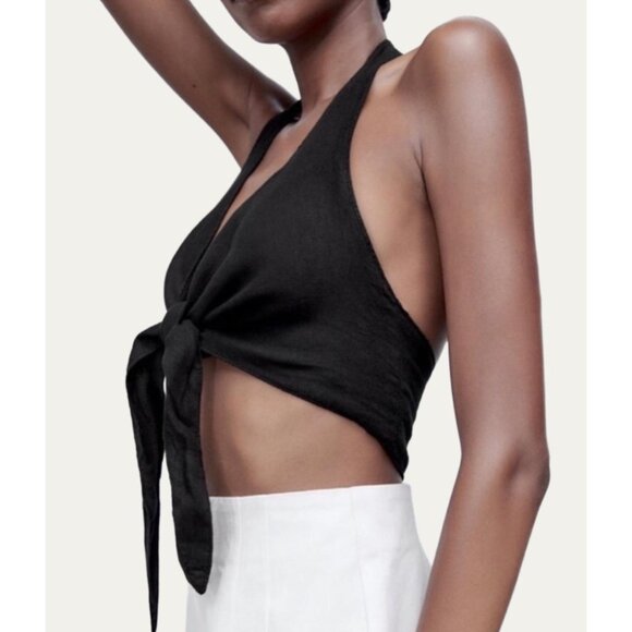 NWT Zara Linen Halter Top - Picture 3 of 11